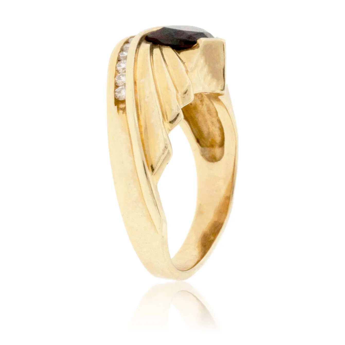 Garnet and Diamond Classic Style Ring