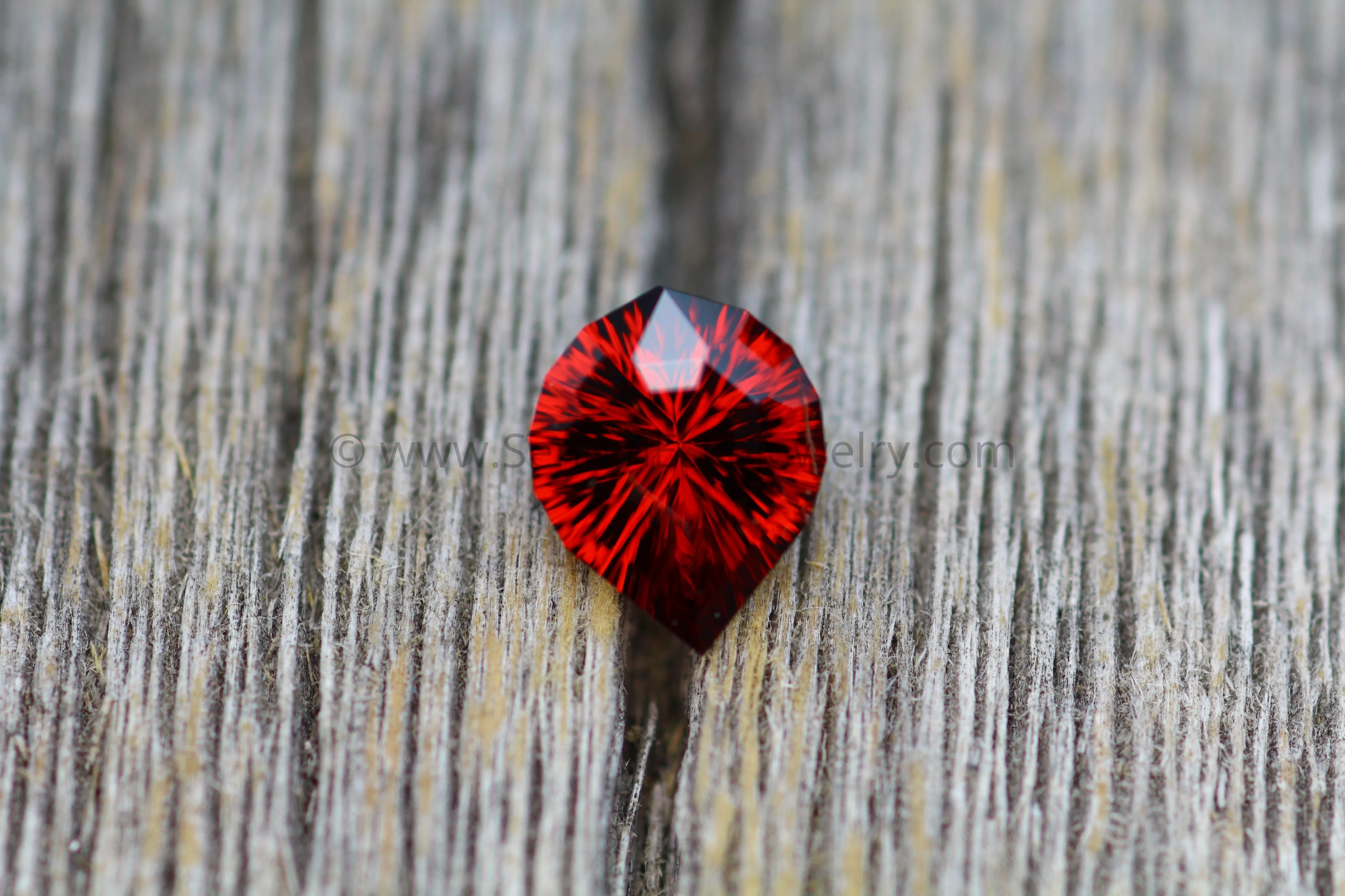 Garnet Fantasy Cut Pear - Garnet Tear Drop - Precision Cut Garnet Gemstone