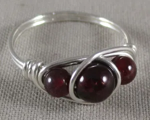 Garnet Wire Wrapped Ring 1pc (Custom Sizes)