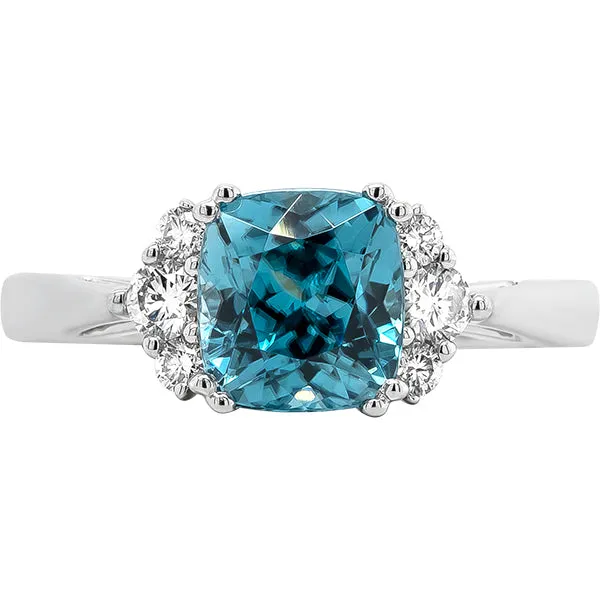 Gems of Distinction Collection's 14k White Gold 3.21ct Blue Zircon & .26ctw Diamond Ring