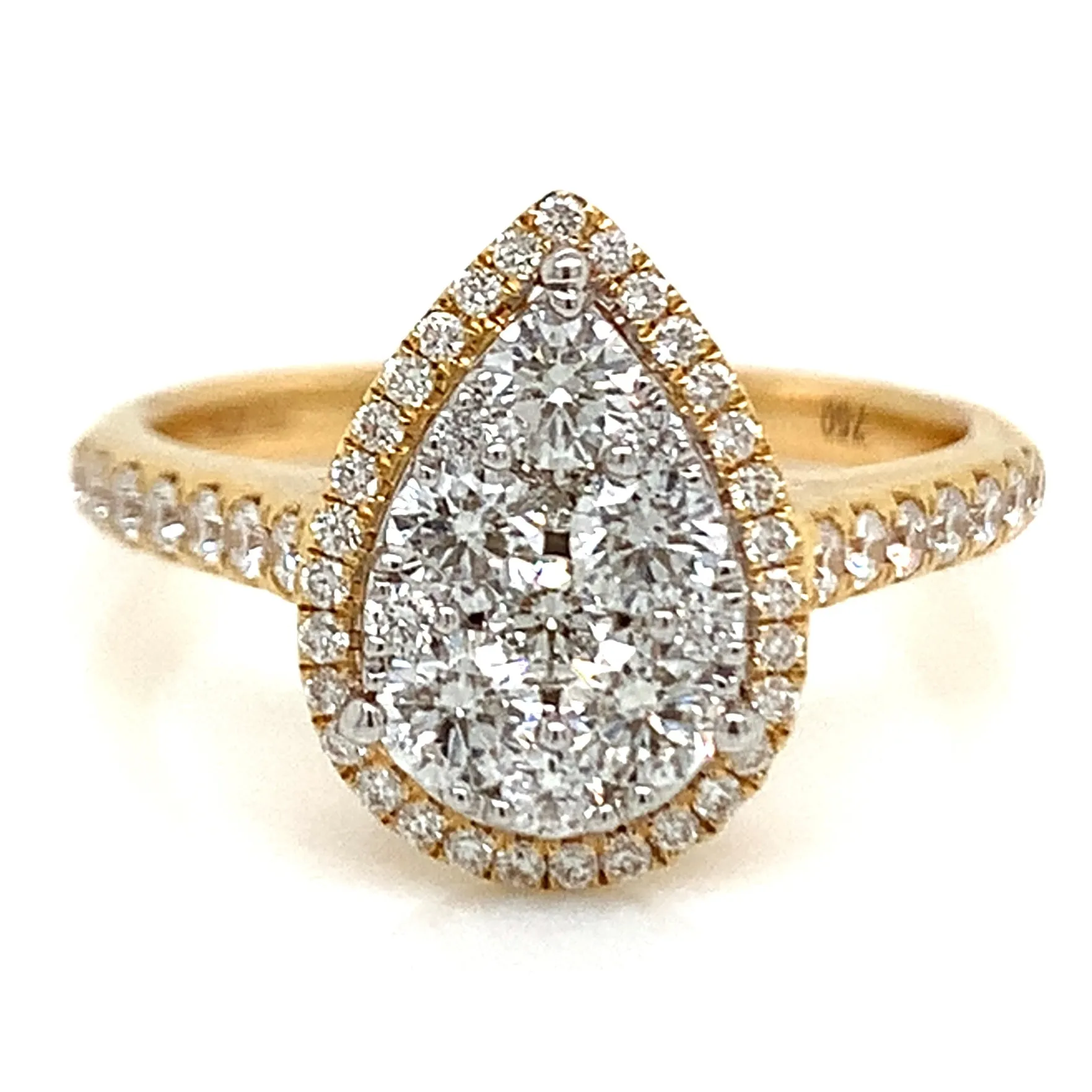 Gianna Pear Earth Grown Diamond Star Burst Halo Engagement Ring