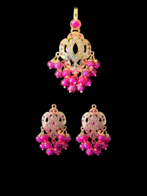 Gold plated silver pendant set in ruby