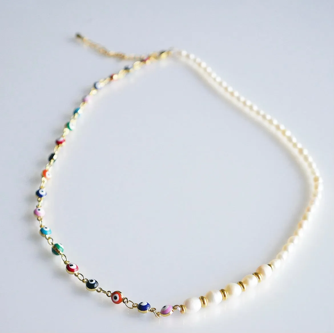 Golden Freshwater Pearls With Colorful Eyes .925 sterling silver Necklace