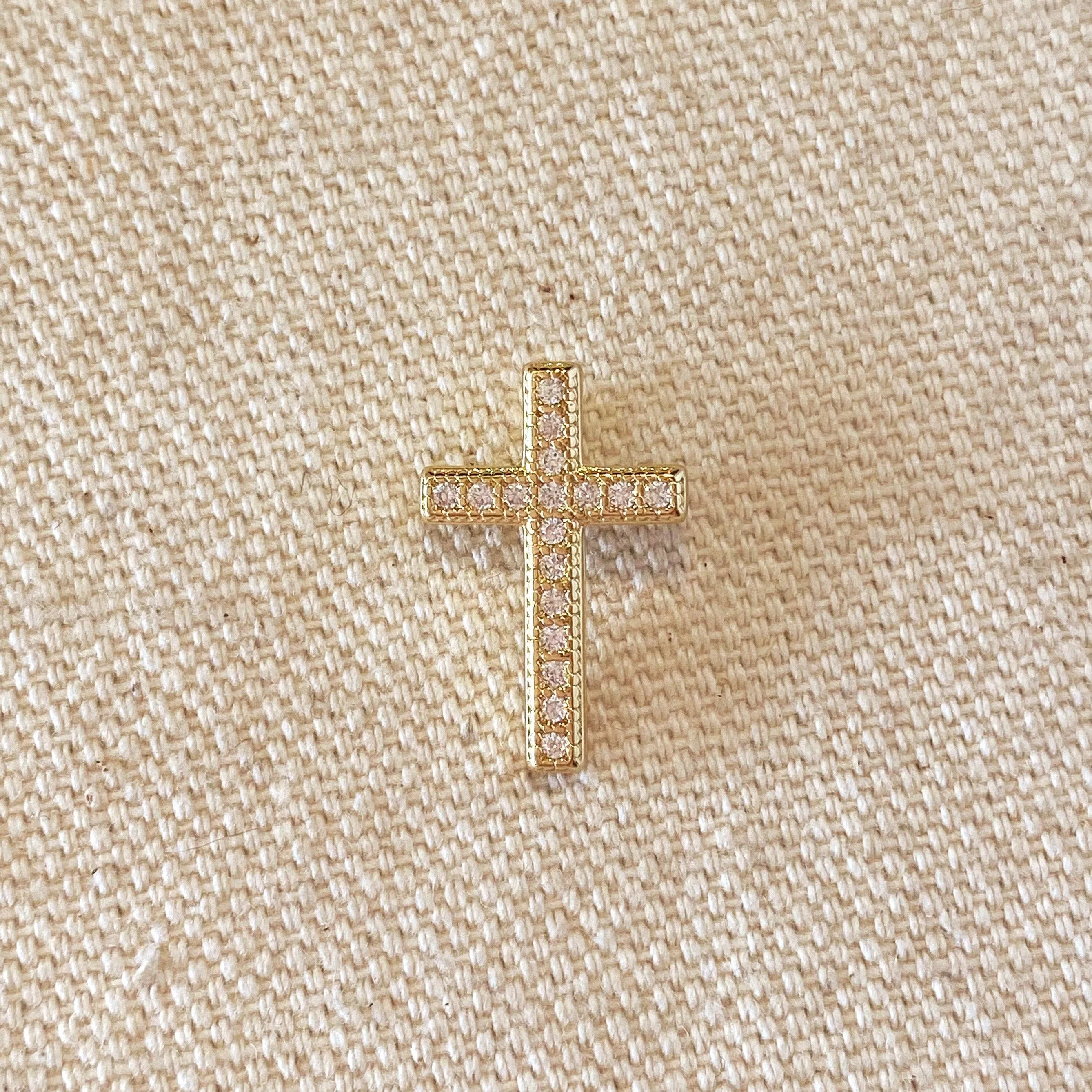 GoldFi - 18k Gold Filled Cross Pendant With Micro Cubic Zircon Stones