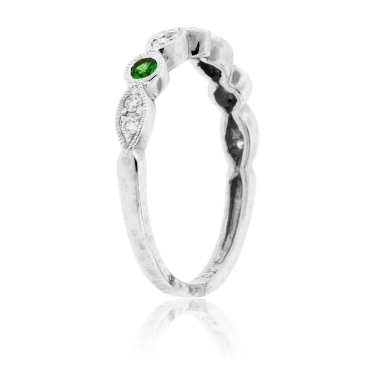 Green Tsavorite Garnet & Diamond Stackable Ring