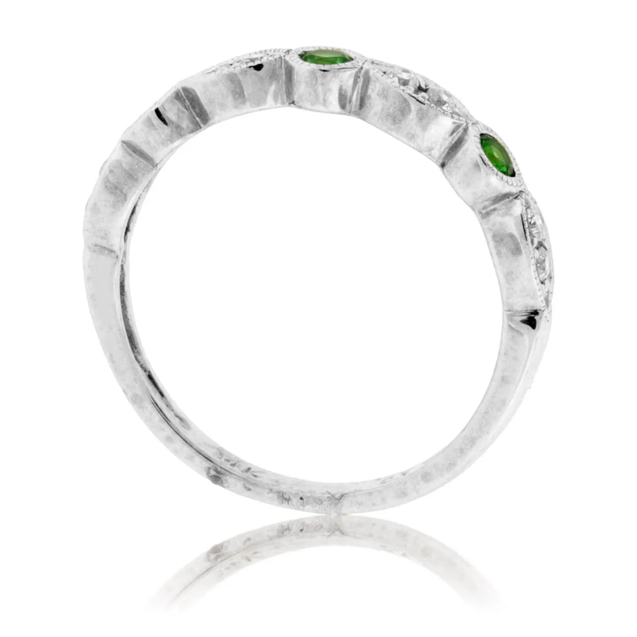 Green Tsavorite Garnet & Diamond Stackable Ring