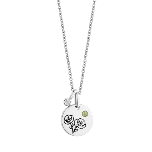 Hallmark Fine Jewelry August Flower of the Month Pendant in Sterling Silver with Peridot and Diamond Accent