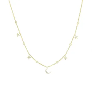 Hanging Moon and Stars Diamond Eyeglass Chain