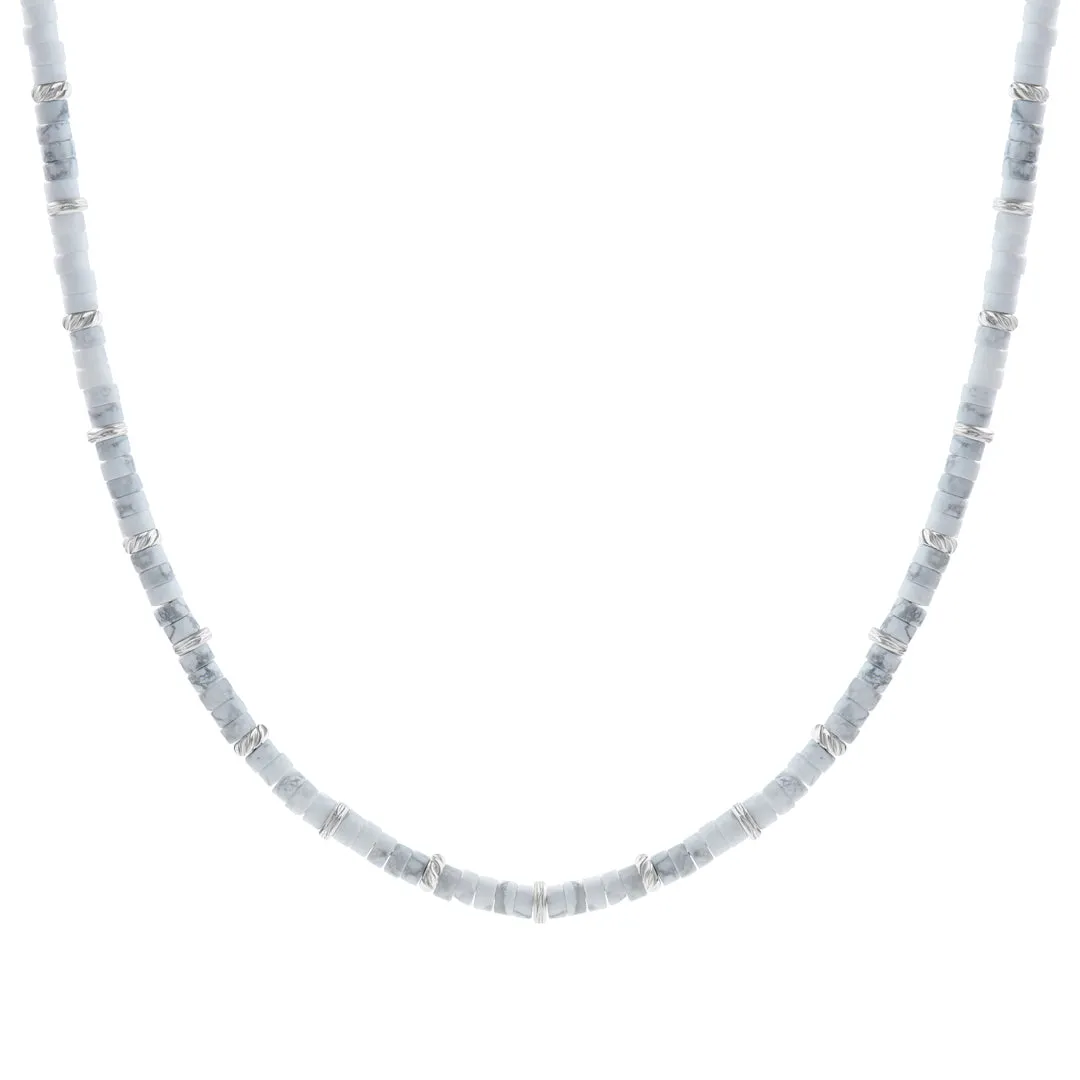 Heishi Beaded Necklace - Solid Silver