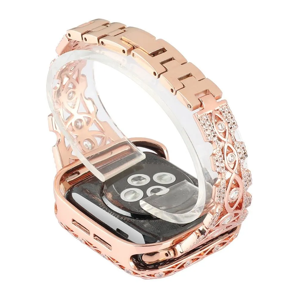 Hollow Diamond Strap For Apple Watch Band Series 7 6 5 Women Bracelet