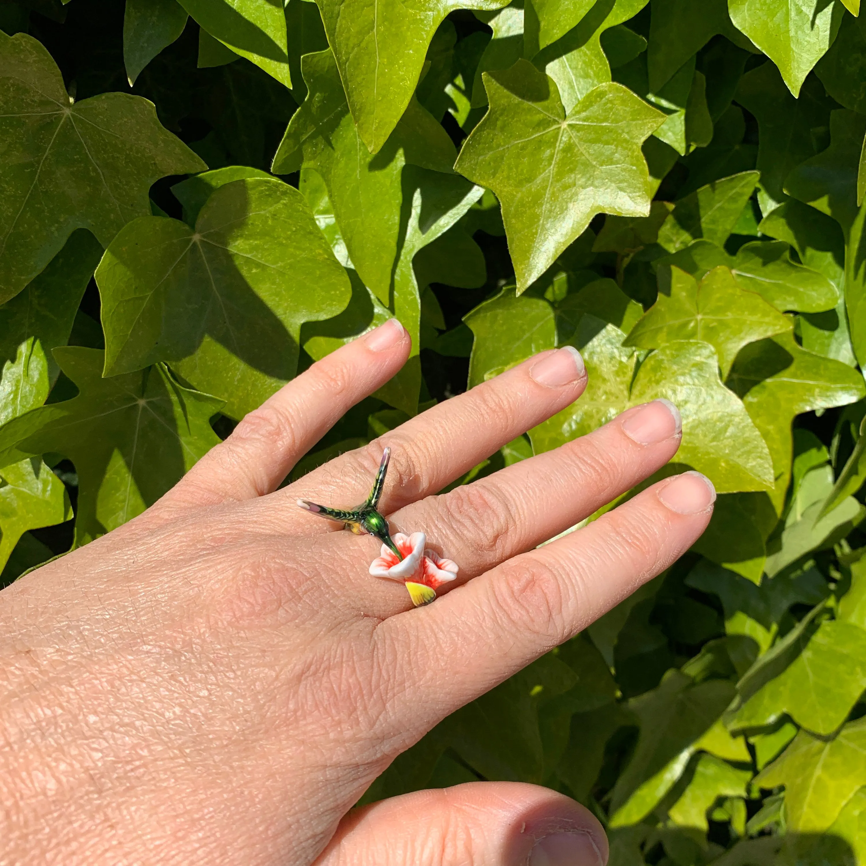 Hummingbird Ring Enamel Bill Skinner