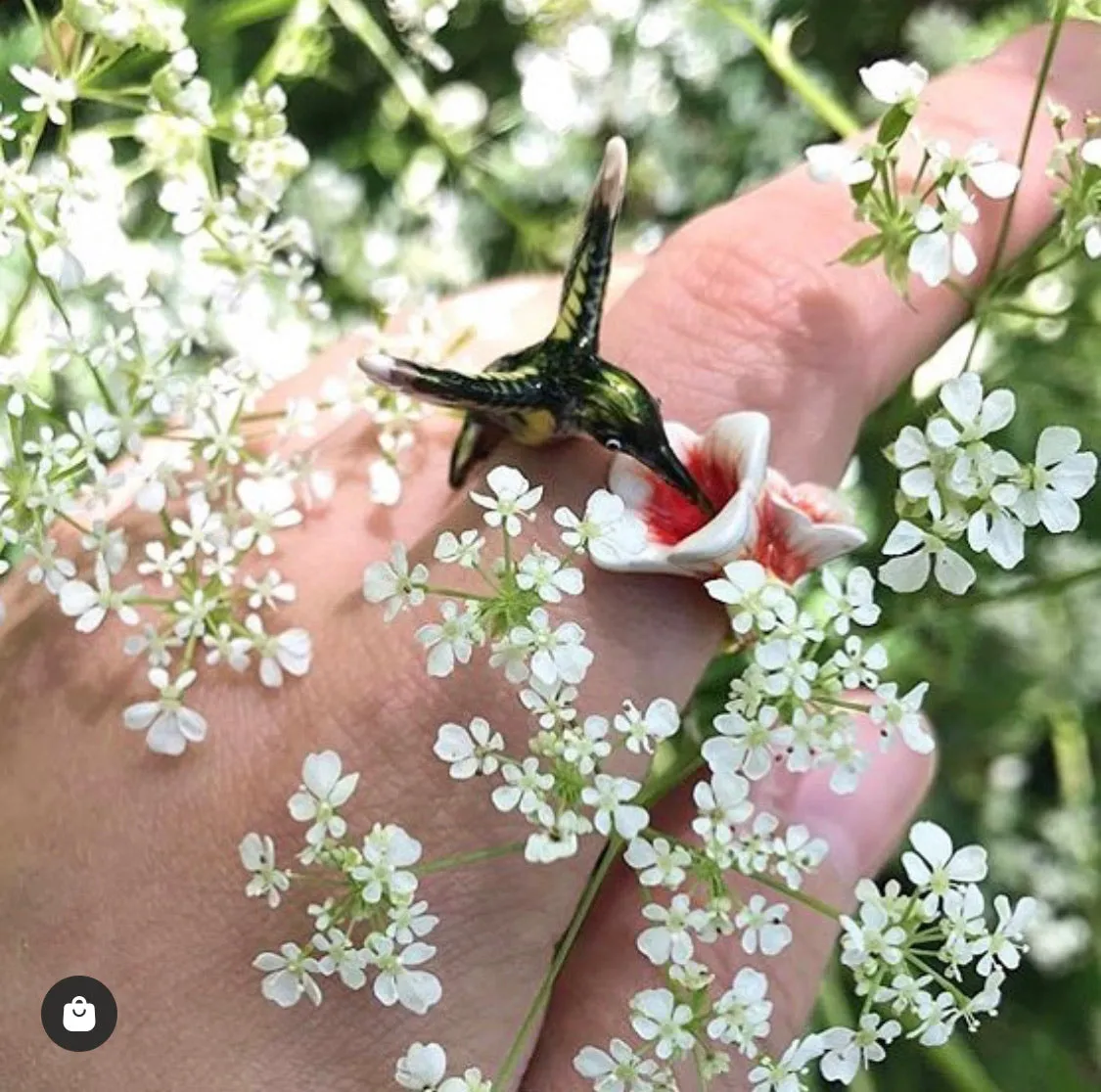 Hummingbird Ring Enamel Bill Skinner