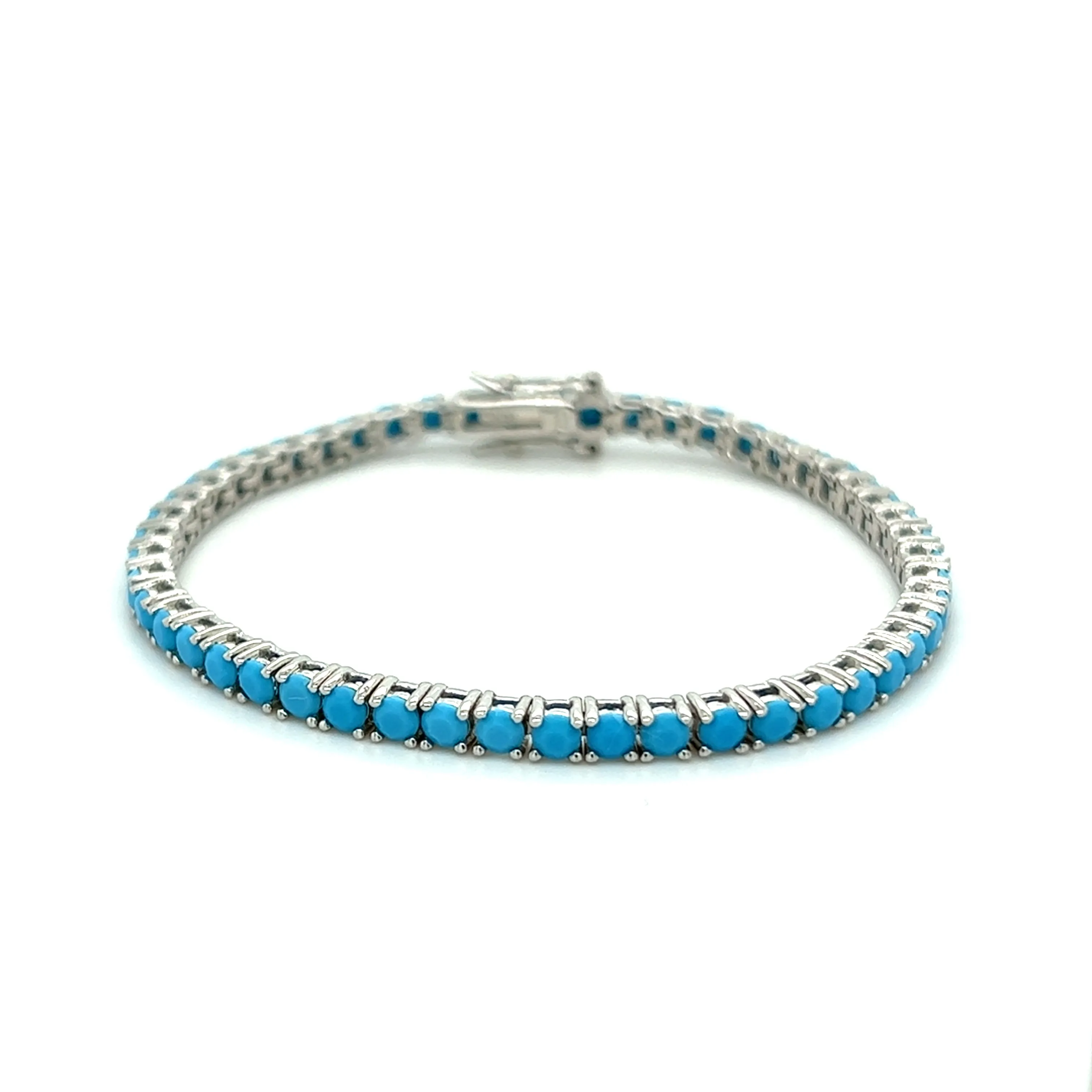 Ibiza Turquoise CZ’s 4 Prong Tennis Bracelet