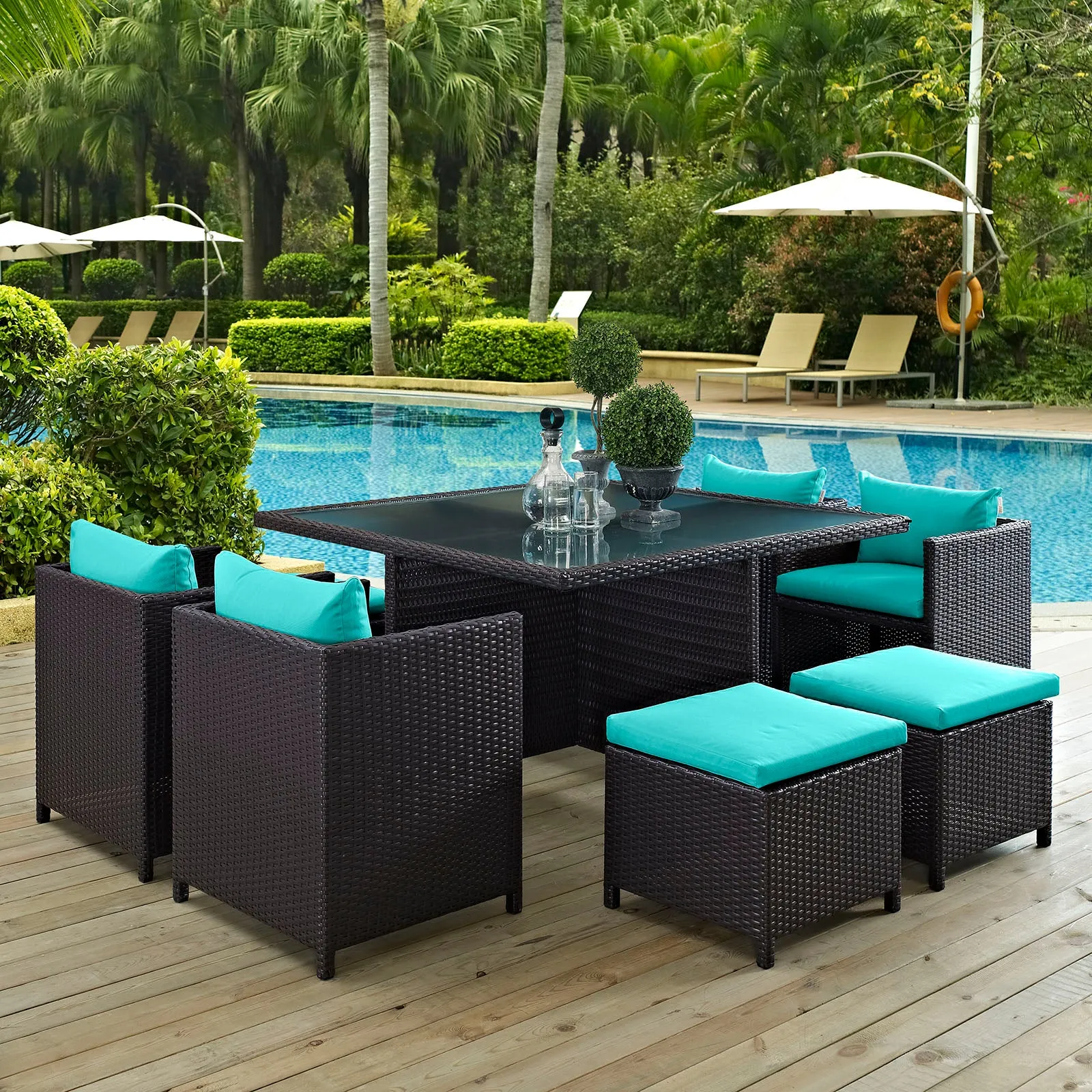 Inverse 9 Piece Outdoor Patio Dining Set