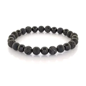 Italgem Black Matte Shiny Onyx Lava 8mm Bead Bracelet