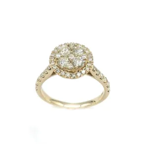 Ladies diamond cluster fashion ring with halo