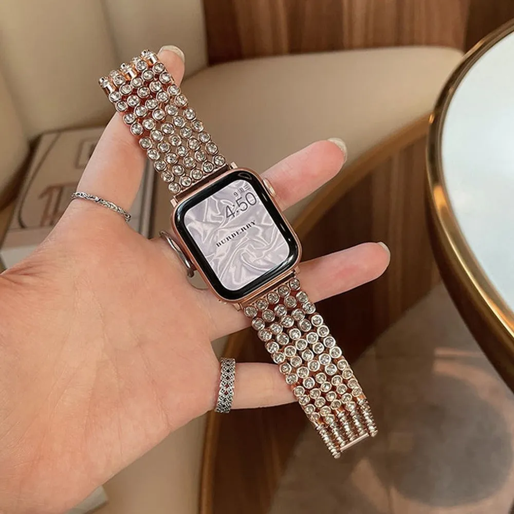 Lady Luxury Diamond Gold Strap For Apple Watch Band Series 7 6 5 4 Ring Link Bracelet iWatch 38/40/41mm 42/44/45mm Wristband |Watchbands|