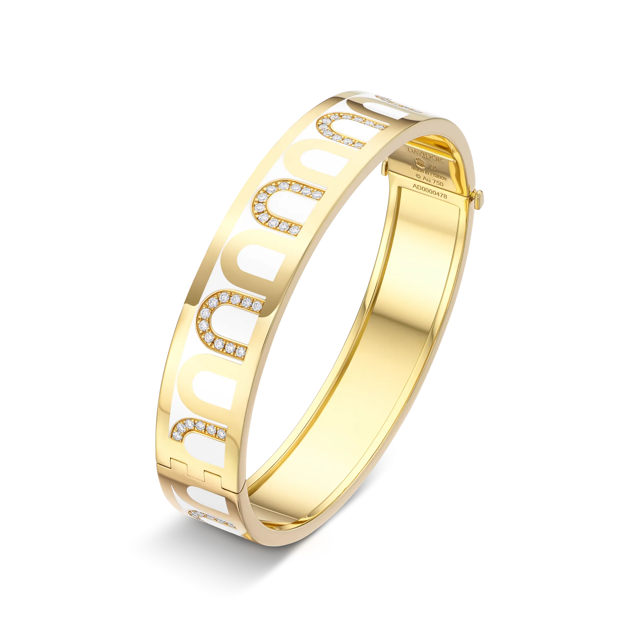 L’Arc de DAVIDOR Bangle GM, 18k Yellow Gold with Lacquered Ceramic and Colonnato Diamonds