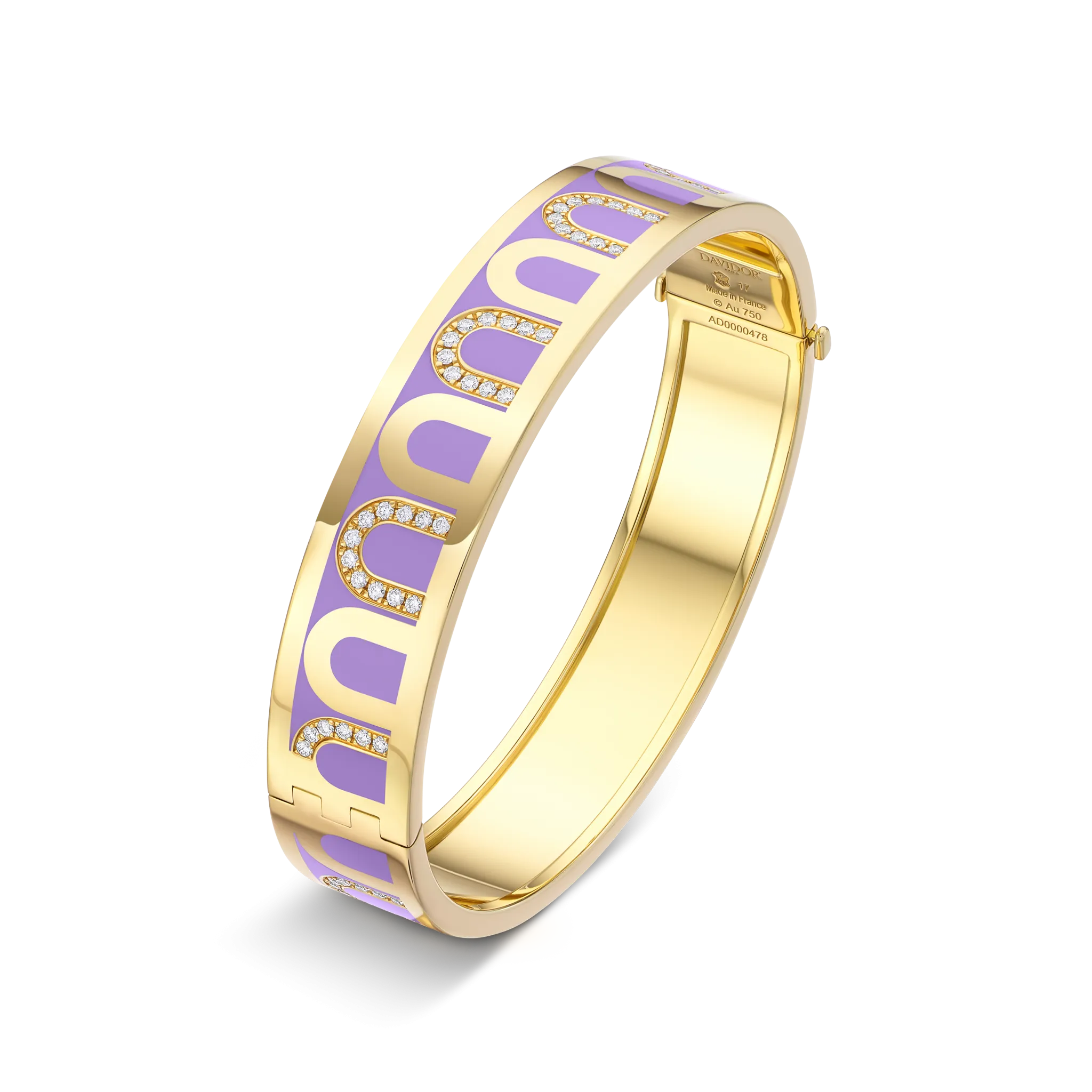 L’Arc de DAVIDOR Bangle GM, 18k Yellow Gold with Lacquered Ceramic and Colonnato Diamonds