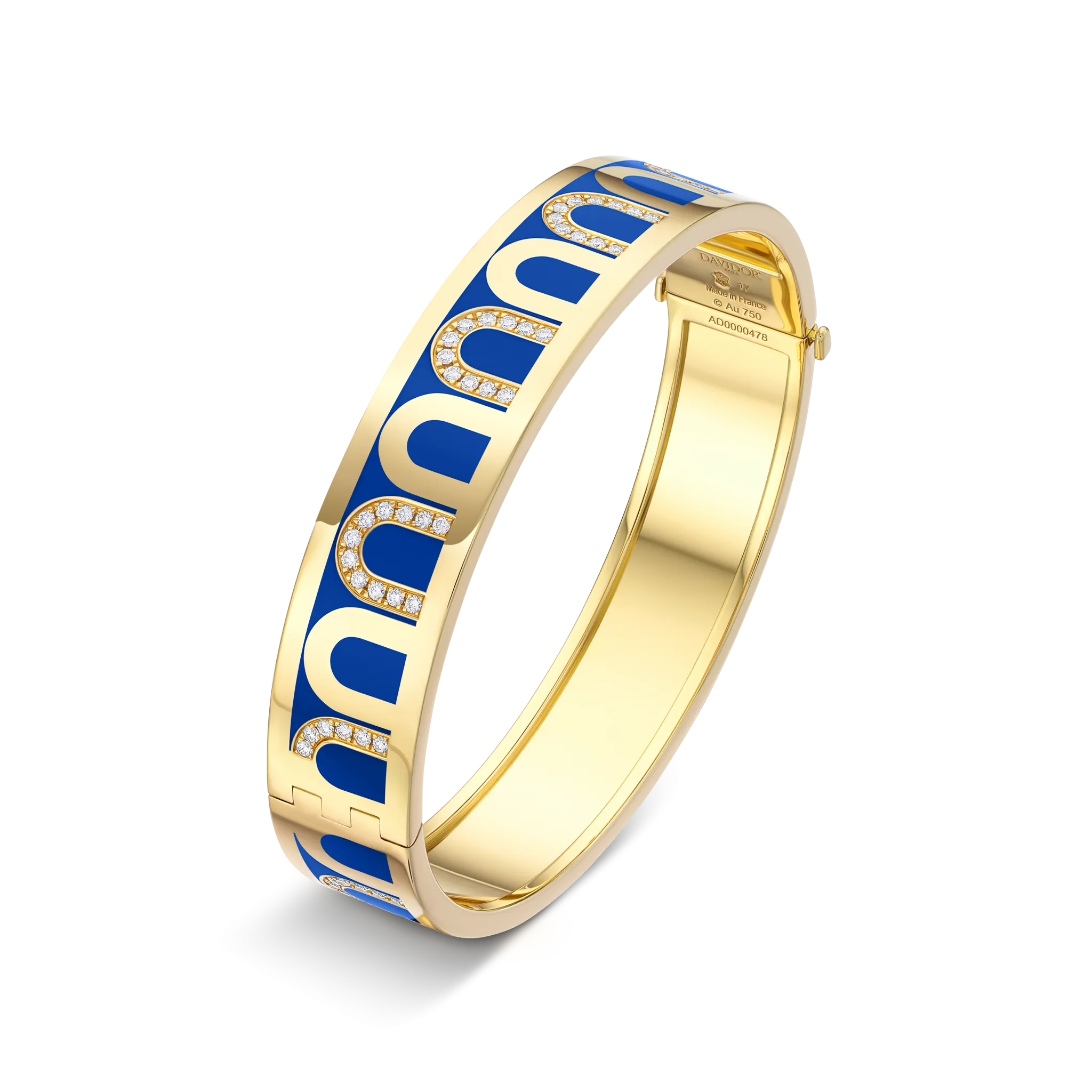 L’Arc de DAVIDOR Bangle GM, 18k Yellow Gold with Lacquered Ceramic and Colonnato Diamonds