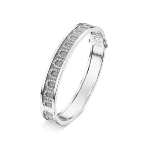 L'Arc de DAVIDOR Bangle MM, 18k White Gold with Satin Finish and Arcade Diamonds