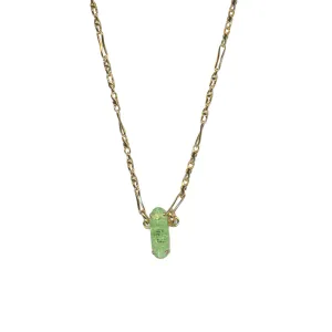 Long Oval Single Pendant in "Peridot ICE"  - Rhodium