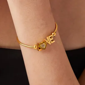 Love Bracelet 18K gold-plated Titanium Steel Rhinestone Letter