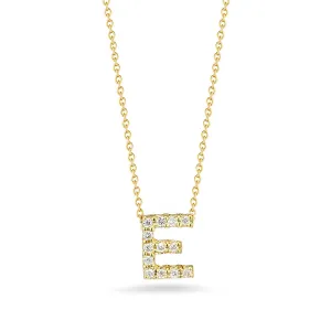 Love Letter Diamond Initial E Necklace in Yellow Gold