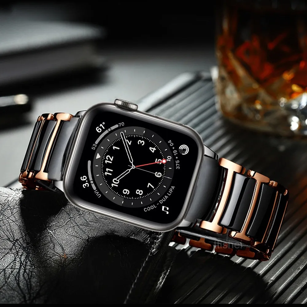 Luxury Ceramics Strap For Apple Series 7 6 5 High-Quality Steel Metal