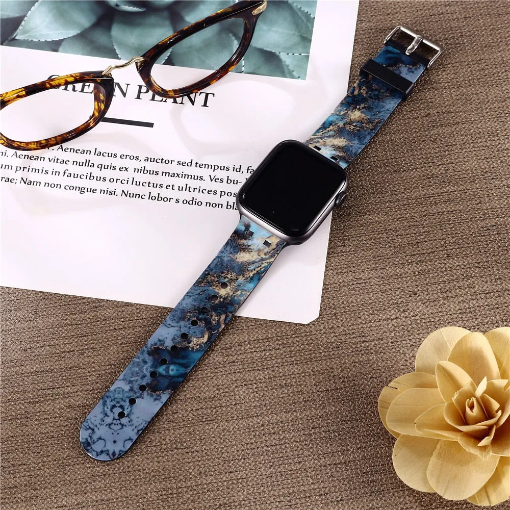 Marbled Strap for Apple Watch Band Series 7 6 5 4 Casual Bracelet iWatch 38mm 40mm 41mm 42mm 44mm 45mm Replacement Wristband |Watchbands|