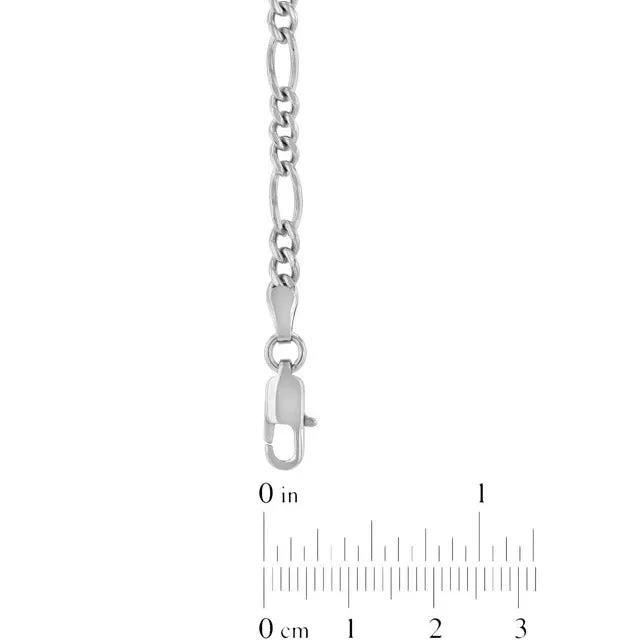 Mens Silver-Tone Stainless Steel Figaro Link Chain Necklace