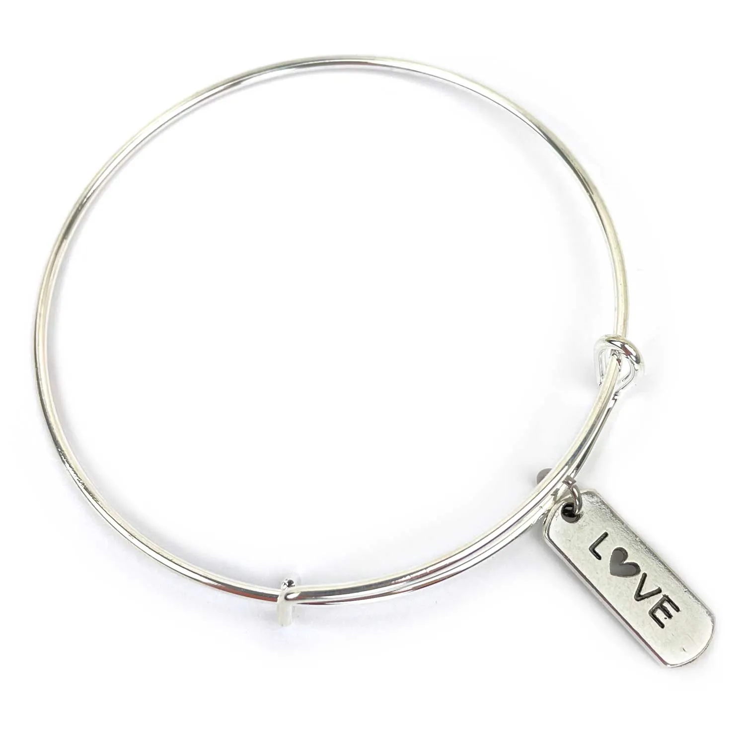 Miracle, Protected, Trust, Warrior, Word Scripture Charm Bangle Bracelet - Christian Affirmations Jewelry, Silver