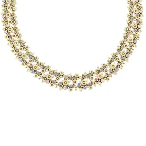 Multi Color Sapphire and Diamond Lace Necklace