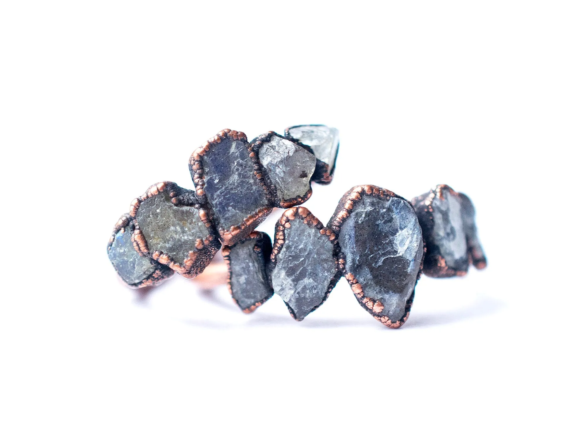 Multi Stone Ring | Raw Labradorite ring