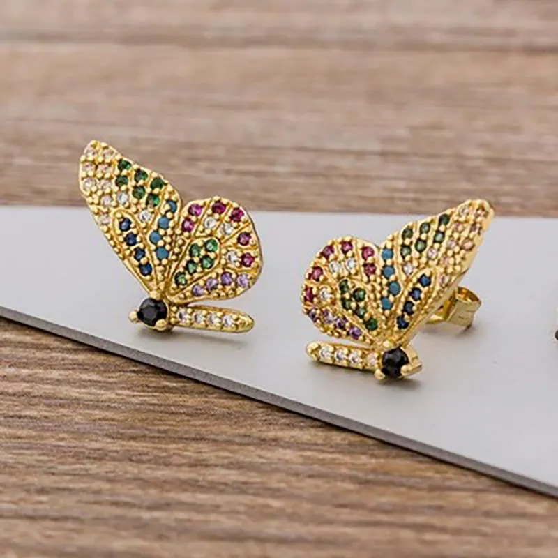 Multi-style Colorful Micro Pave Zircon Stud Earrings