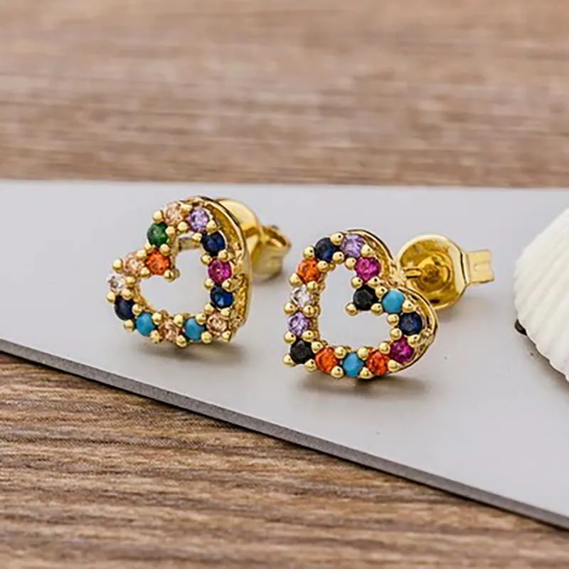 Multi-style Colorful Micro Pave Zircon Stud Earrings