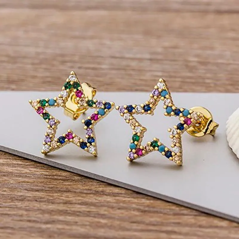 Multi-style Colorful Micro Pave Zircon Stud Earrings