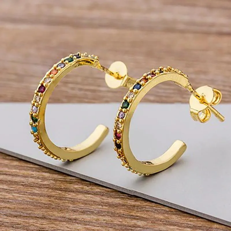 Multi-style Colorful Micro Pave Zircon Stud Earrings