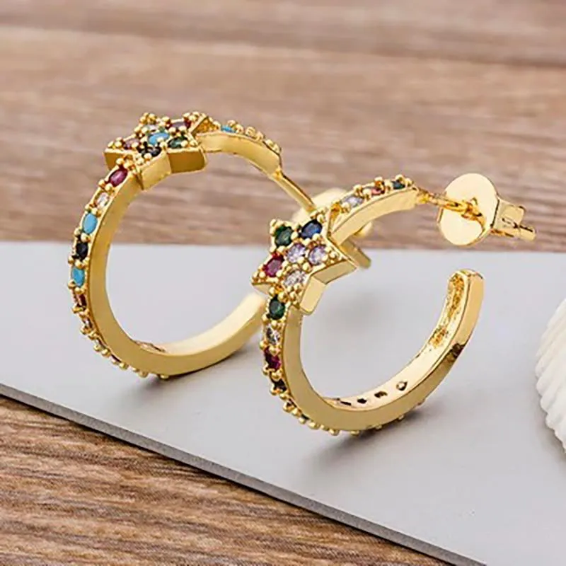 Multi-style Colorful Micro Pave Zircon Stud Earrings