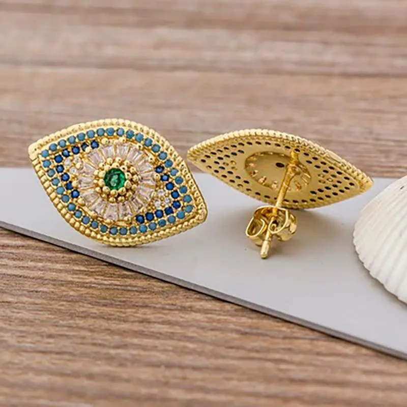 Multi-style Colorful Micro Pave Zircon Stud Earrings