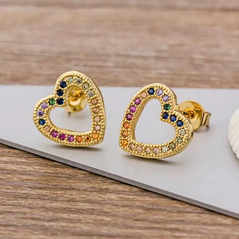 Multi-style Colorful Micro Pave Zircon Stud Earrings