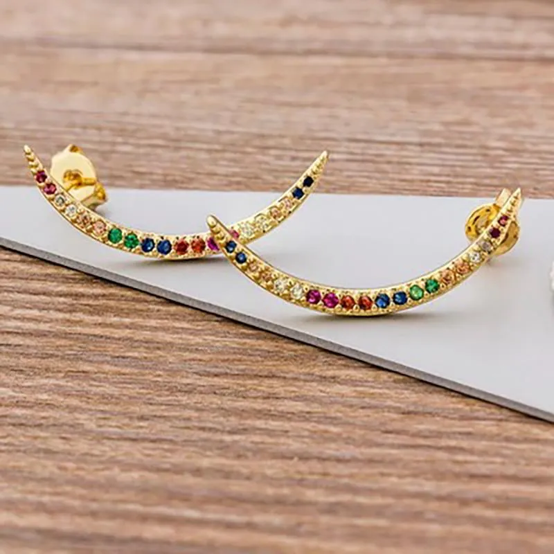 Multi-style Colorful Micro Pave Zircon Stud Earrings