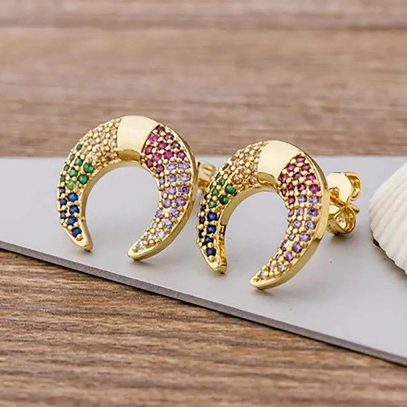 Multi-style Colorful Micro Pave Zircon Stud Earrings