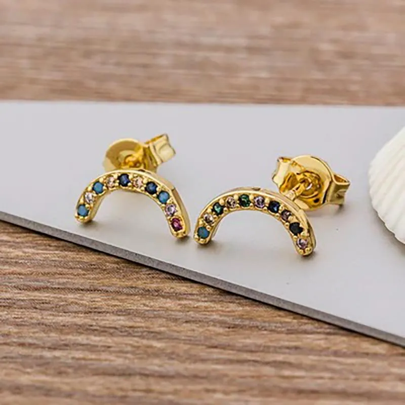 Multi-style Colorful Micro Pave Zircon Stud Earrings