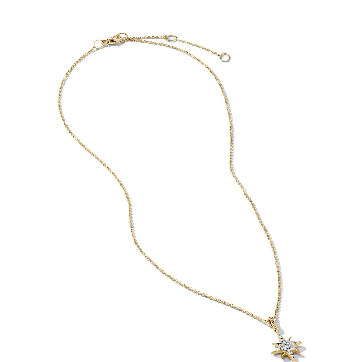 North Star Necklace in 18K Yellow Gold with Pave Diamonds