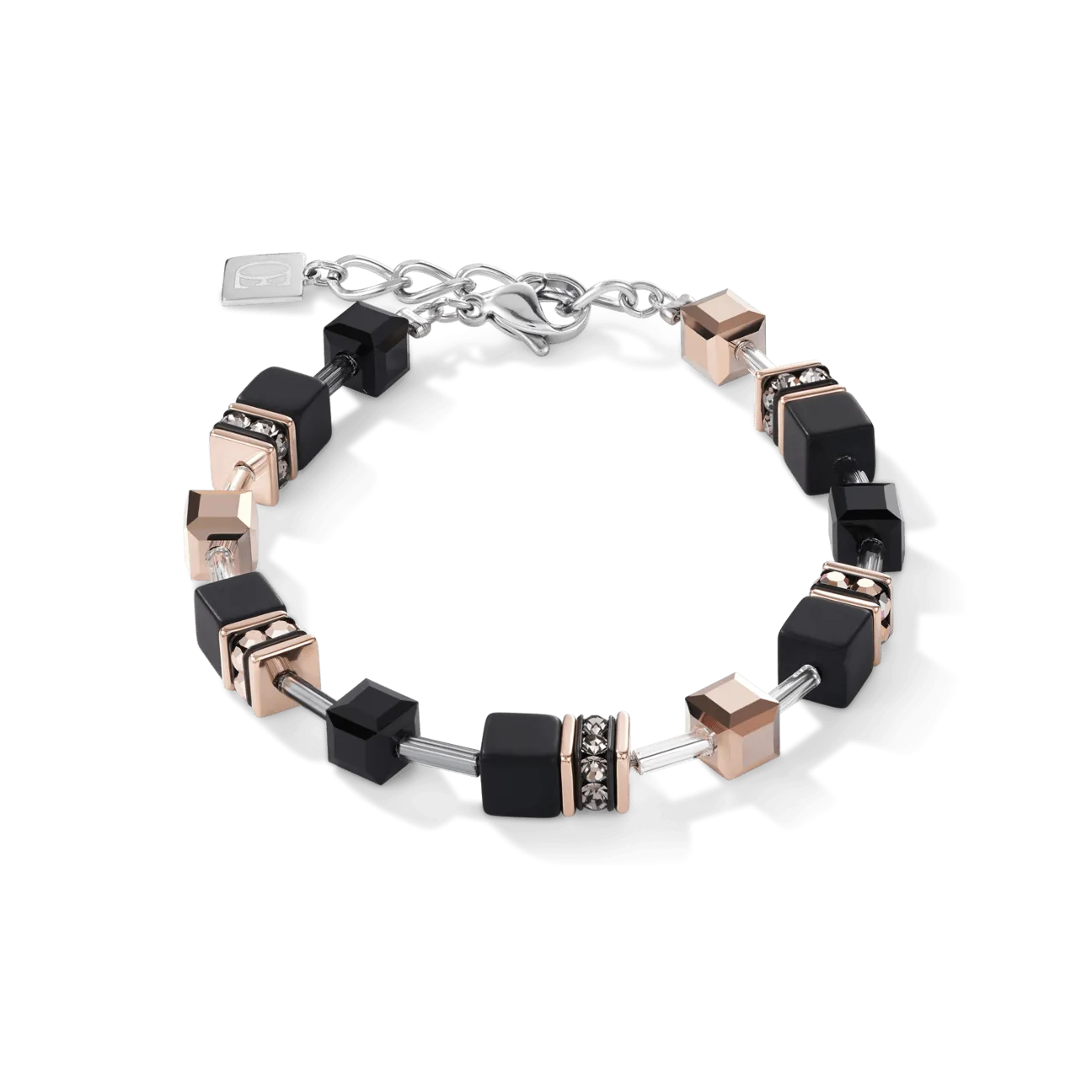 Onyx Black Rose Gold Geo Cube Bracelet