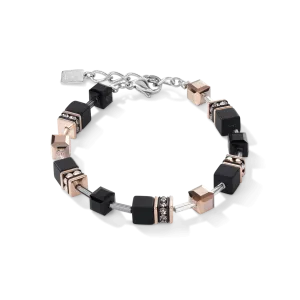 Onyx Black Rose Gold Geo Cube Bracelet