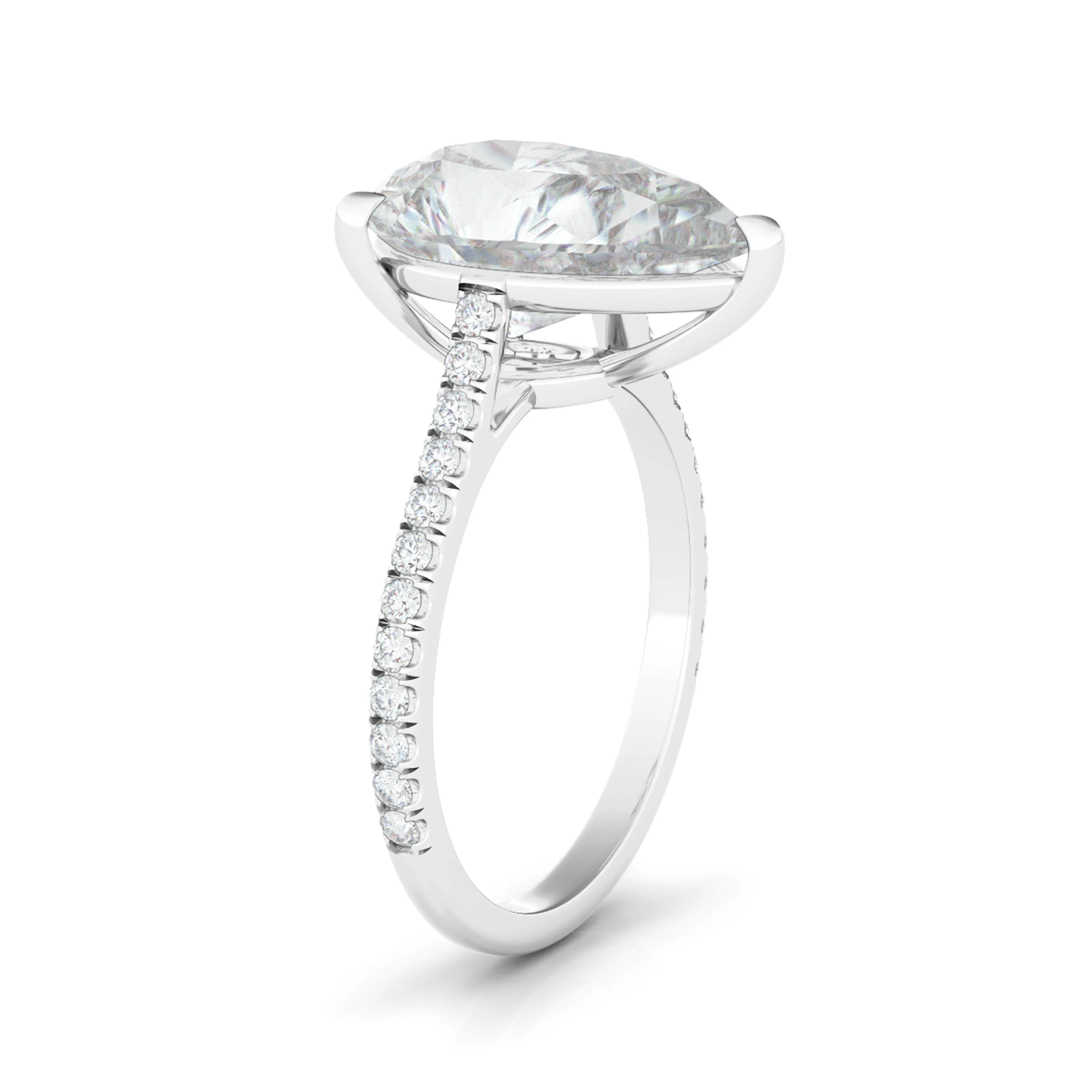 Pear Cut Pave Diamond Ring