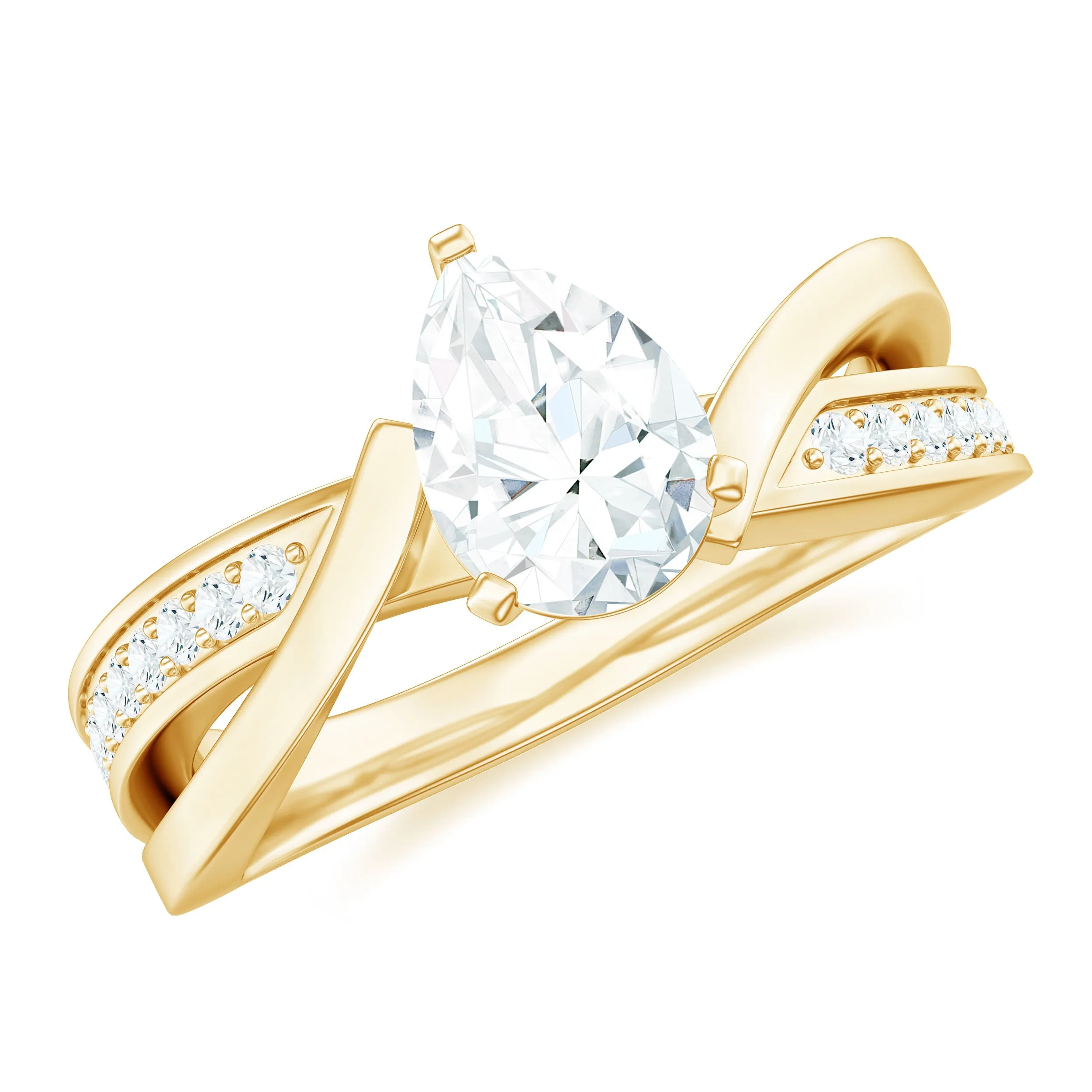 Pear Shaped Solitaire Lab Grown Diamond Infinity Engagement Ring