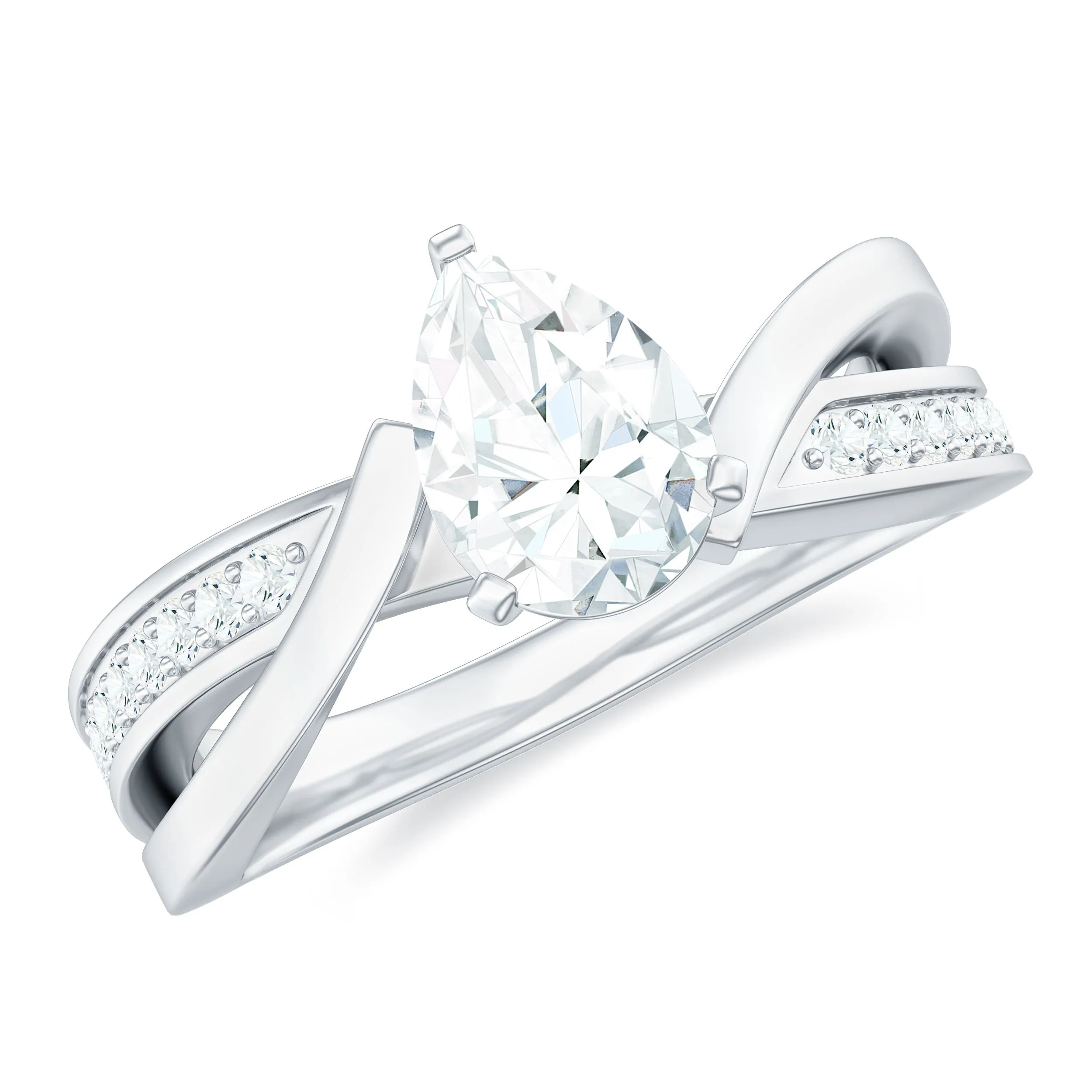 Pear Shaped Solitaire Lab Grown Diamond Infinity Engagement Ring